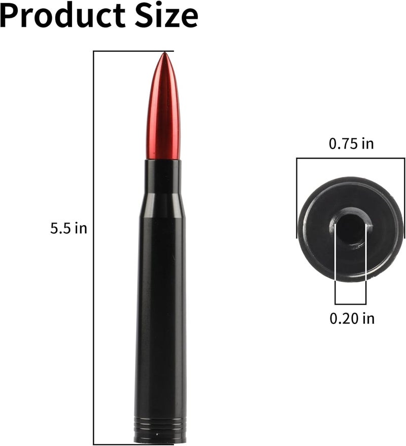 BJSIA Universal Bullet Antenna, Truck Antenna Replacement, Compatible with Ford, Dodge, Chevrolet, GMC, Jeep, Toyota, Red, Car Accessories - Image 2